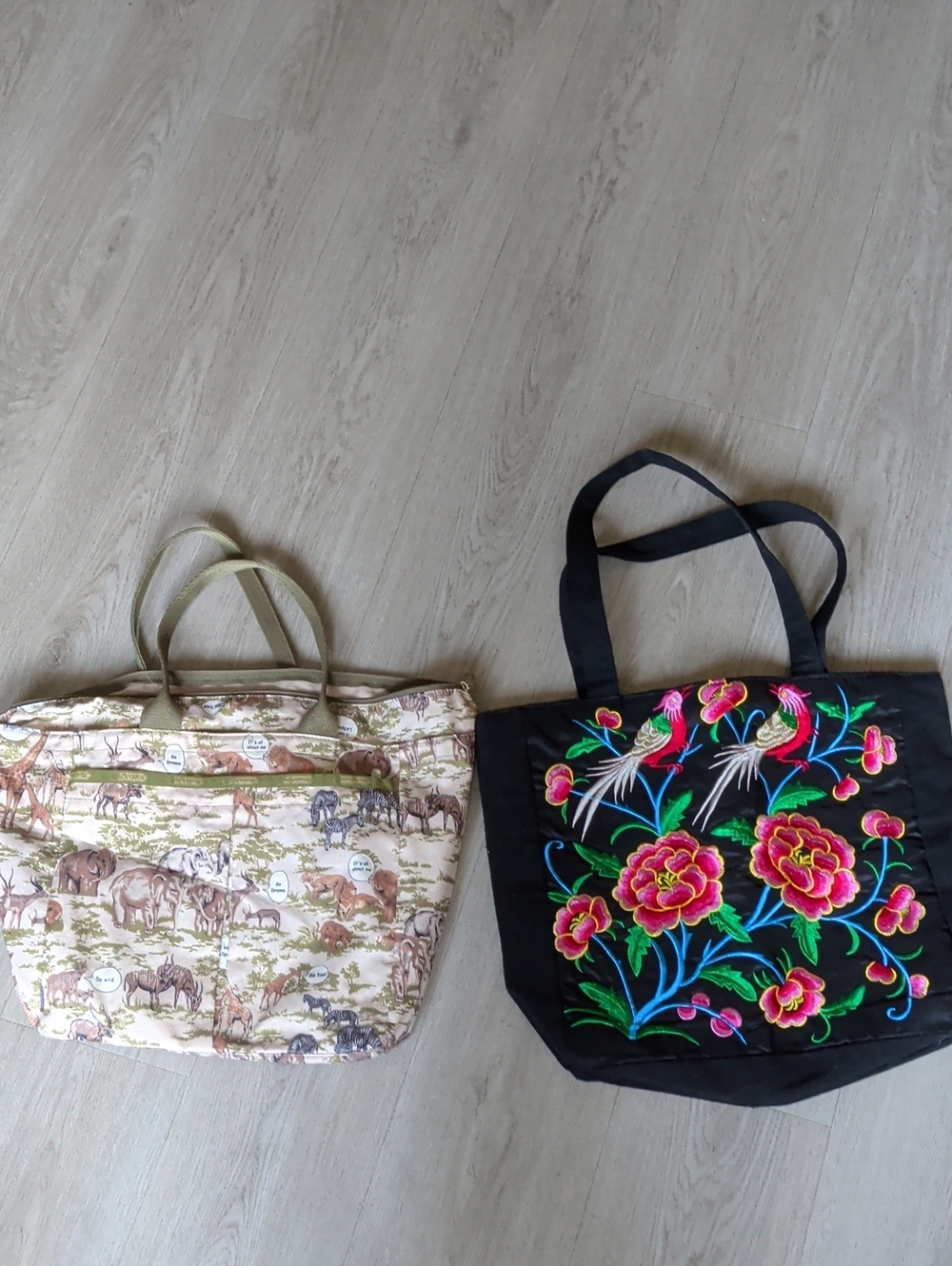 Embroidered Black Floral Tote Bag - Unbranded Bundle